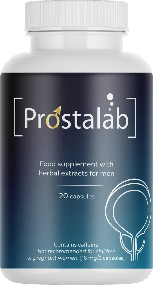Prostalab 20 kapsül şişesi, lacivert-turkuaz etiket